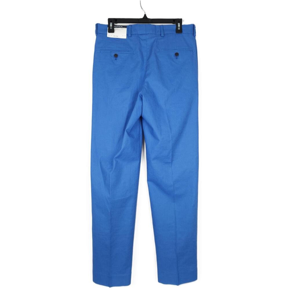 Nautica Mens Modern Fit 2 Piece Suit 36R 30x32 Blue Solid Stretch Linen Cotton - Picture 7 of 10